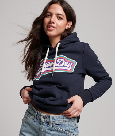 Regenbogen Hoodie mit Vintage Logo Image 1