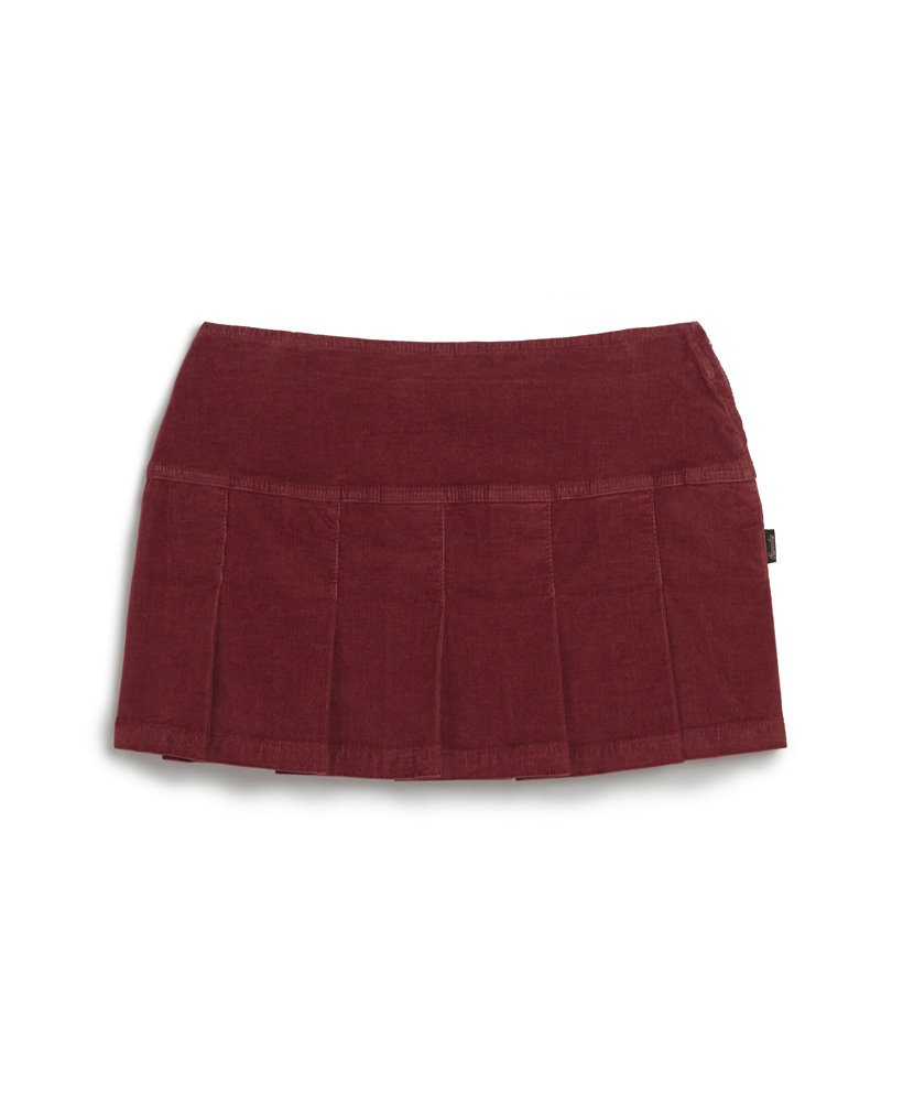 womens Vintage Cord Pleated Mini Skirt in MERLOT | Superdry UK