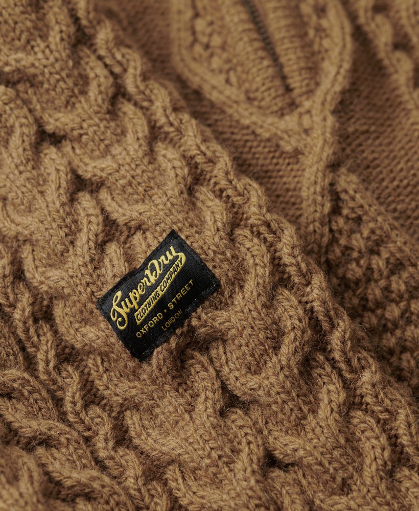 Pull en maille torsadée à col camionneur Vintage Jacobcamel brun