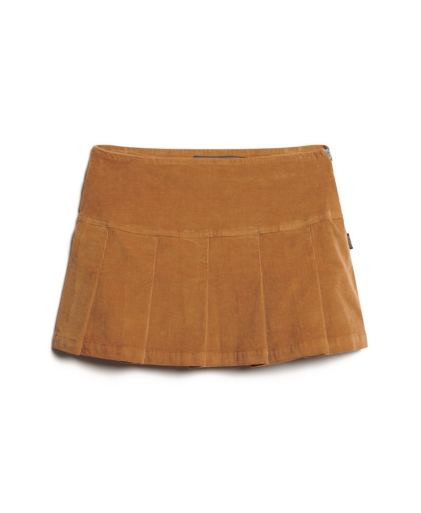 womens Vintage Cord Pleated Mini Skirt in Caramel Café | Superdry US