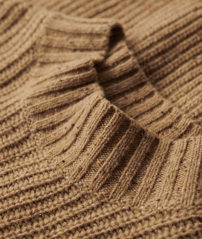 Wool Blend Tweed Mock Neck Jumper