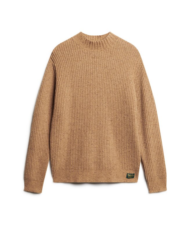Wool Blend Tweed Mock Neck Jumper
