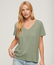 Slub Embroidered V-Neck T-Shirt