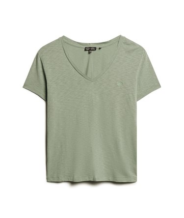 Slub Embroidered V-Neck T-Shirt Image 6