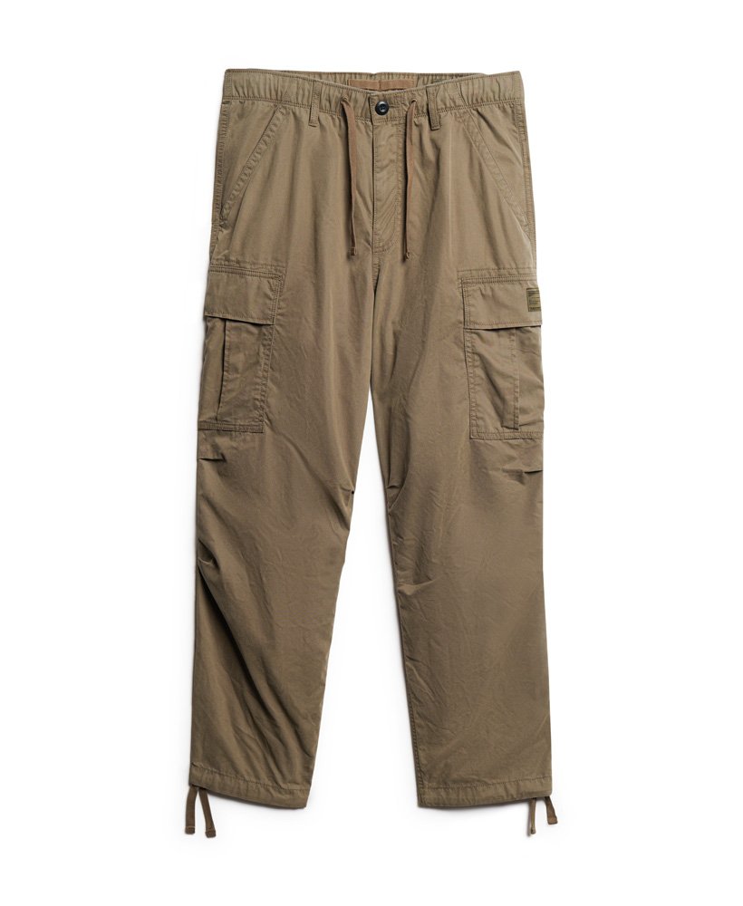 mens Organic Cotton Vintage Parachute Cargo Pants in Dark Khaki