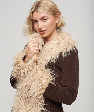 Faux Fur Lined Longline Afghan Coat Image 3