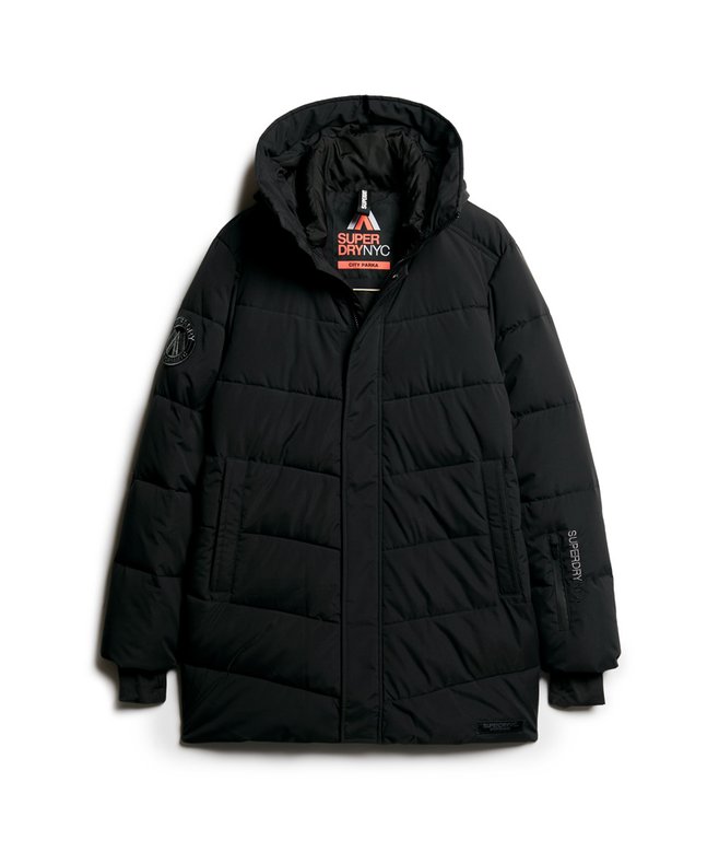 City Chevron Padded Parka Coat