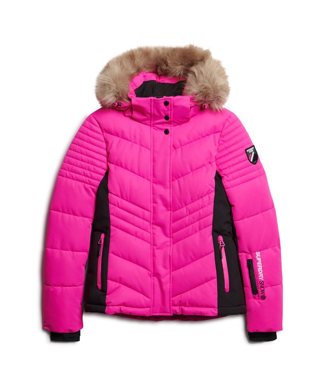 womens Ski Luxe Puffer Jacket in Hyper Magenta Pink Superdry UK