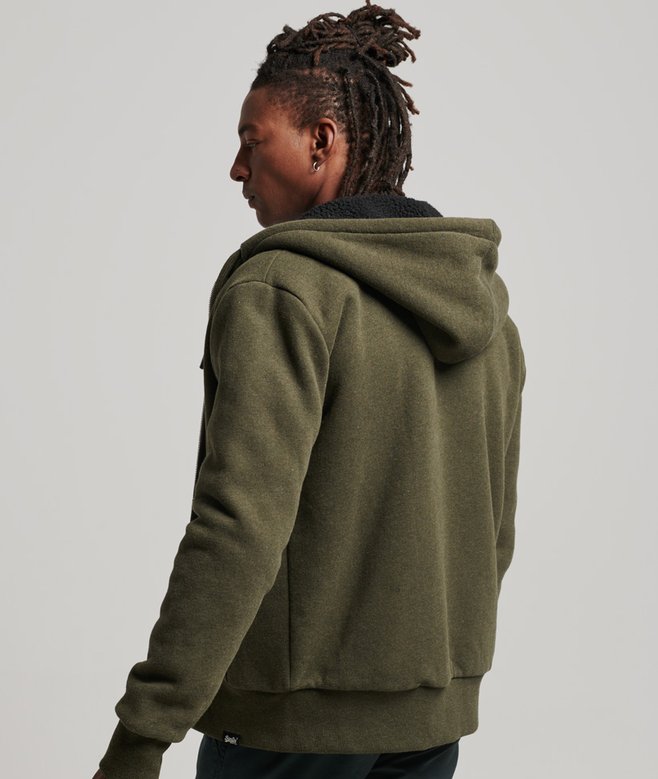Superdry Uomo Felpa con Cappuccio E Zip Foderata in Borg