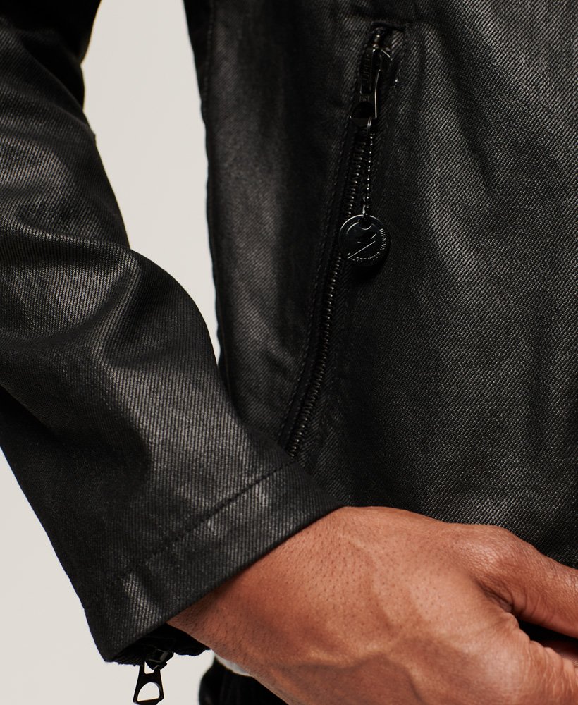 mens Vintage Coated Denim Racer Jacket in Black | Superdry UK