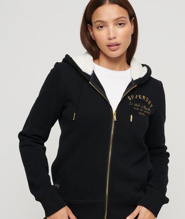 Sweat à capuche zippé avec logo métallisé Luxe Image 1