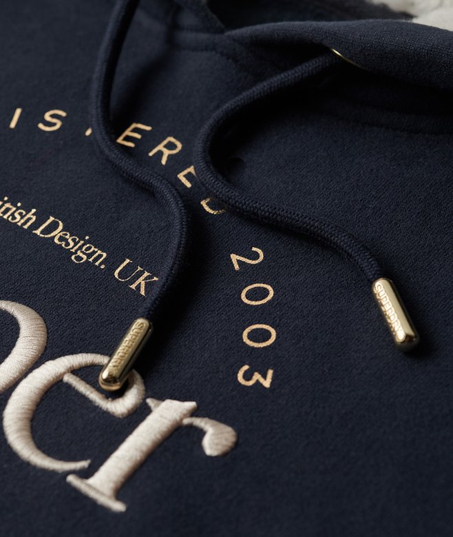 Womens - Luxe Metallic Logo Hooded Dress in Sargasso Sea Blue | UK