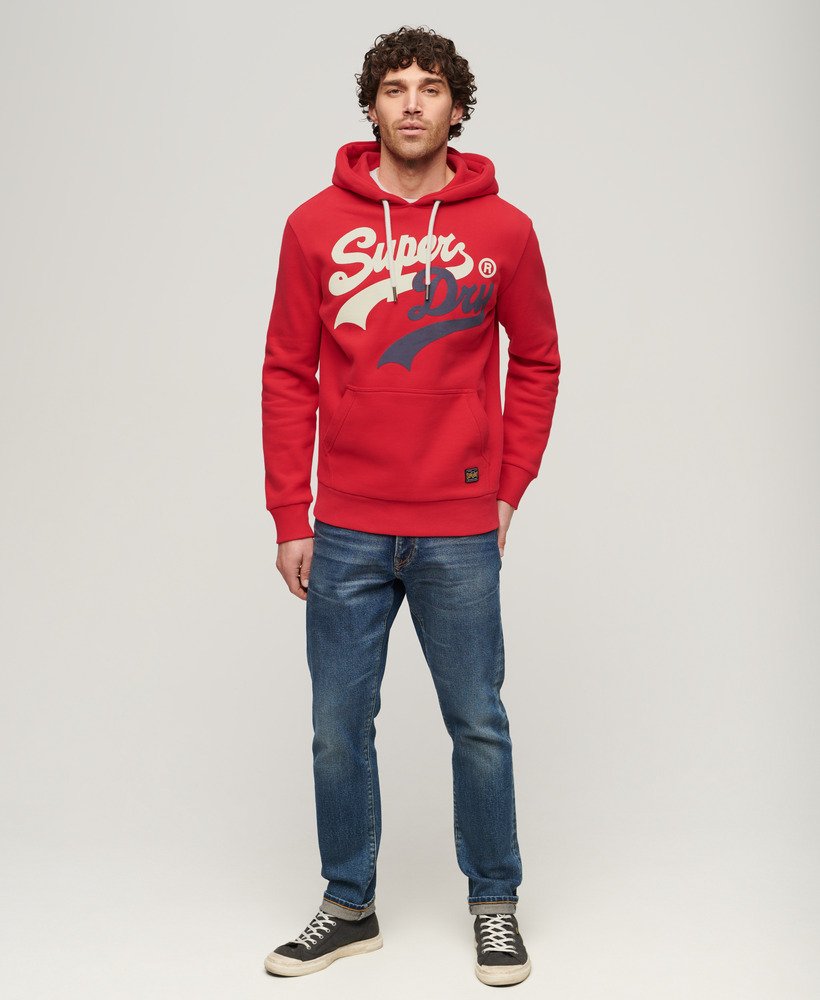 mens Classic College Script Hoodie in Campus Red | Superdry US