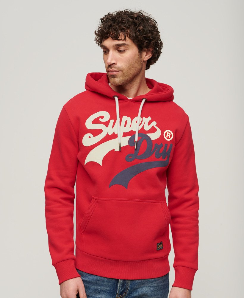 mens Classic College Script Hoodie in Campus Red | Superdry US