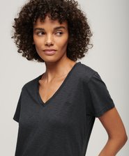 Slub Embroidered V-Neck T-Shirt