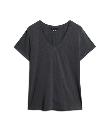 Slub Embroidered V-Neck T-Shirt Image 6