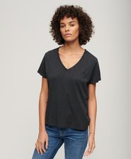 Slub Embroidered V-Neck T-Shirt