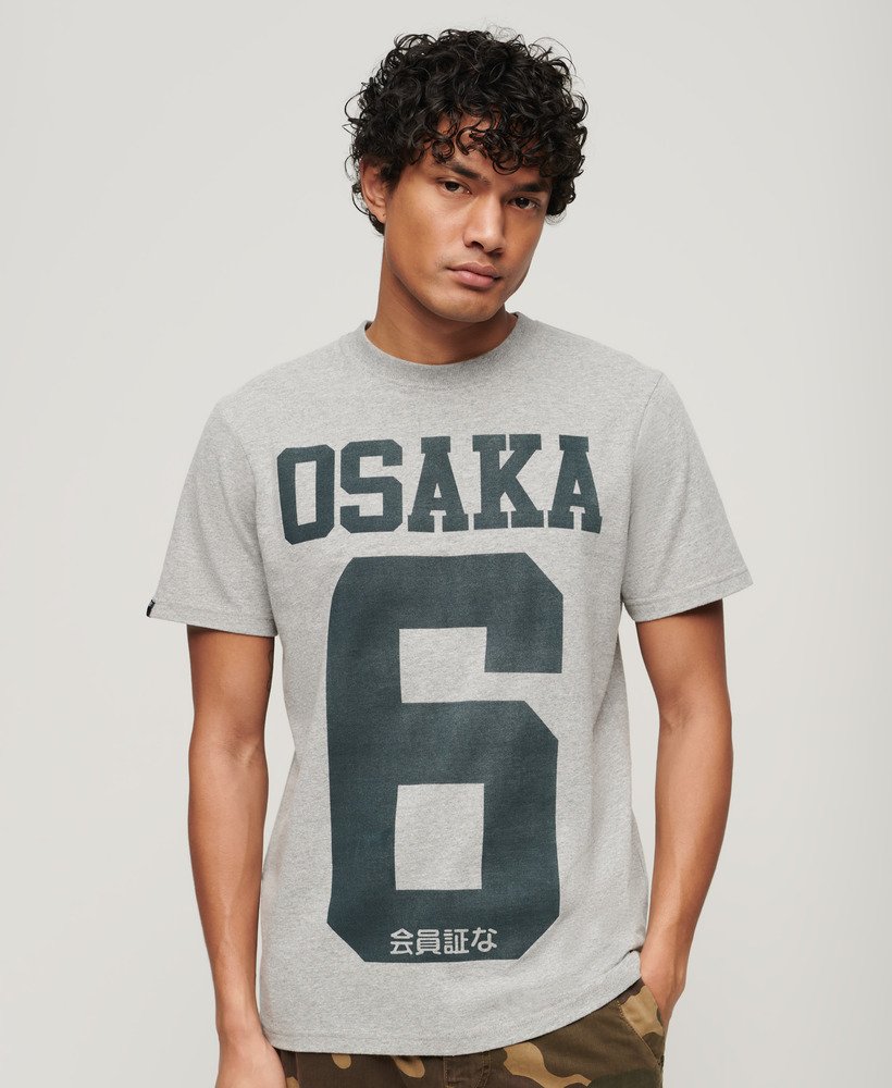 mens Osaka 6 Graphic T-Shirt in Ash Grey Marl | Superdry US