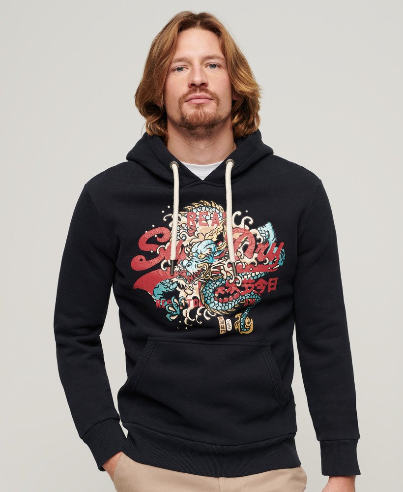mens Tokyo Vintage Logo Hoodie in Eclipse Navy | Superdry US