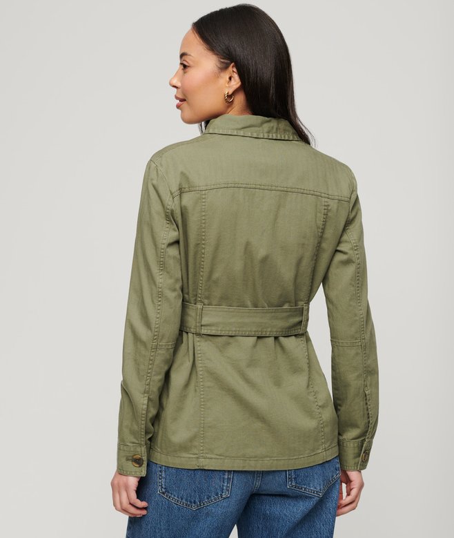 womens Cotton Belted Safari Jacket in Wild Khaki Superdry UK