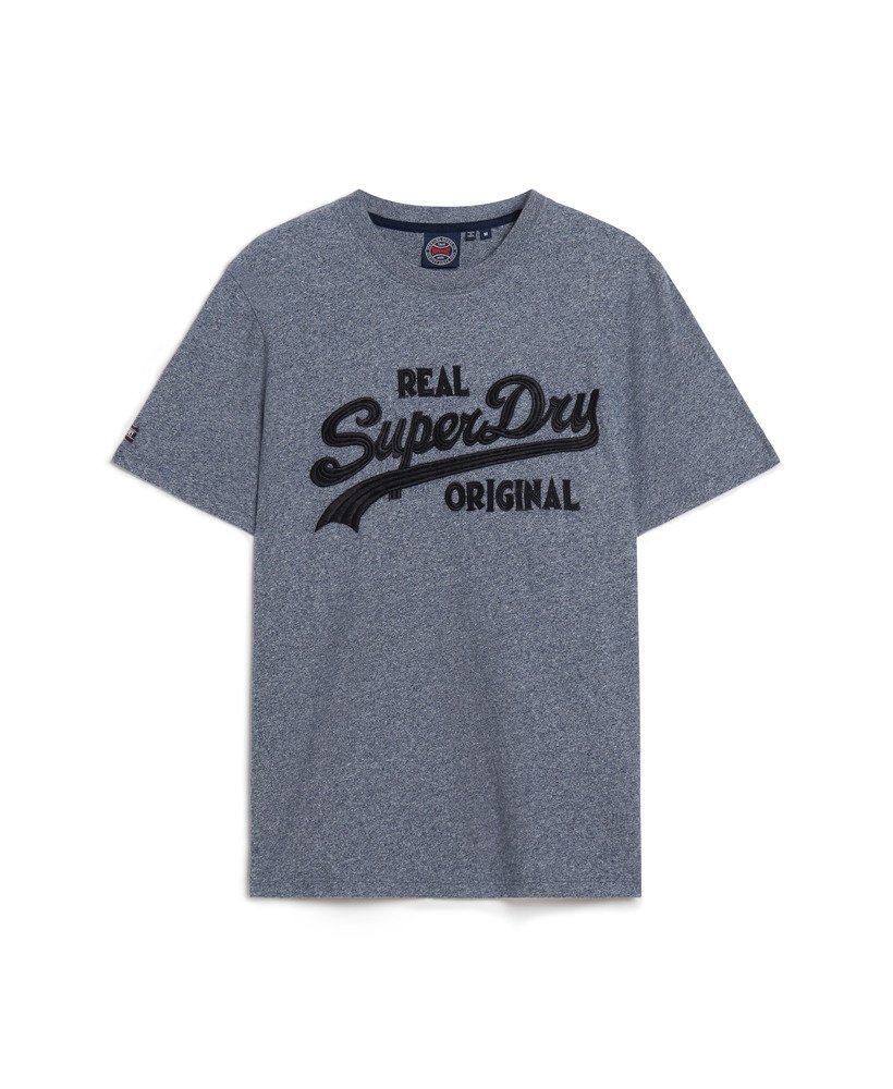 Superdry★ビンテージ ロゴ刺繍Tシャツ 送関込 mens Embroidered Vintage Logo T-Shirt in Frosted Navy Grit