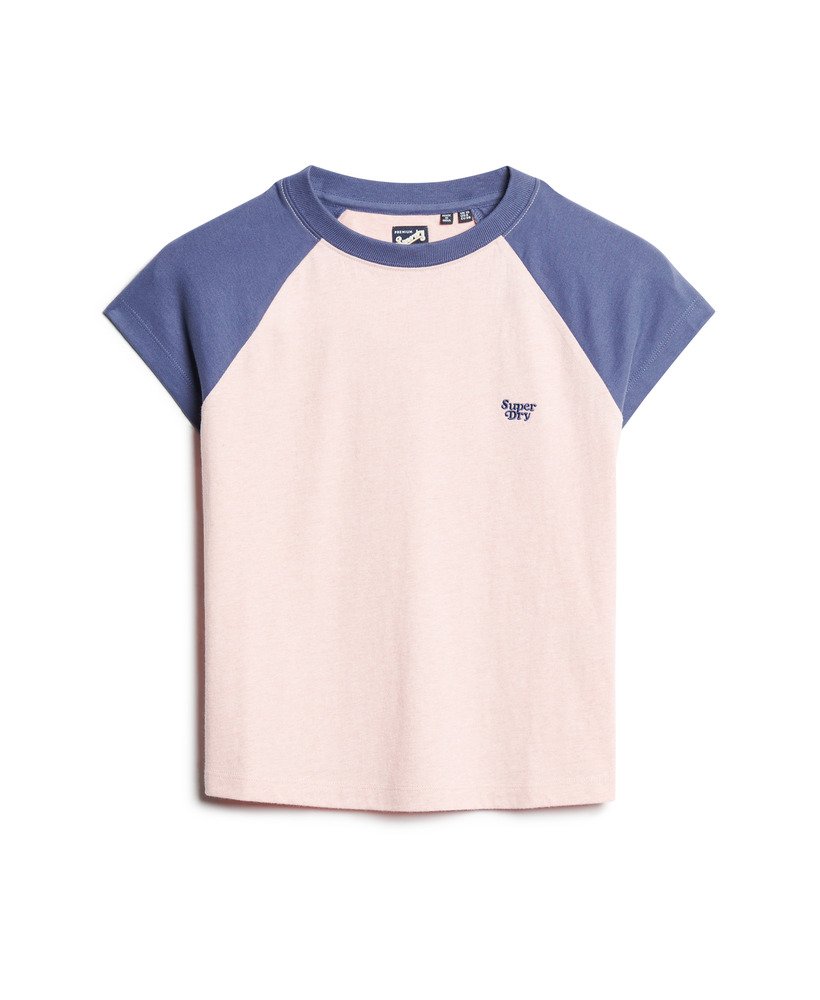 womens Organic Cotton Essential Logo Raglan T-Shirt in SOFT PINK