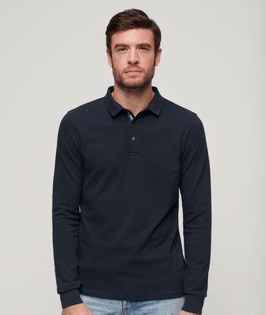 Cotton Long Sleeve Pique Polo Image 1