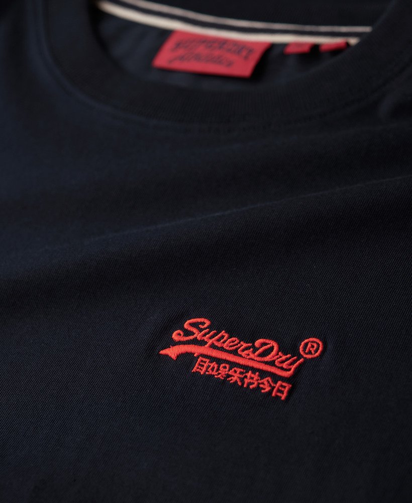 mens Essential Logo Embroidered Neon T-Shirt in Eclipse Navy