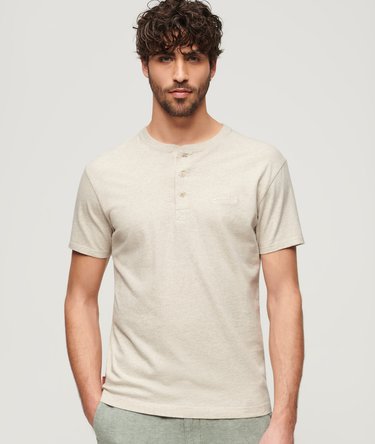 Organic Cotton Vintage Logo Embroidered Henley Top Image 1