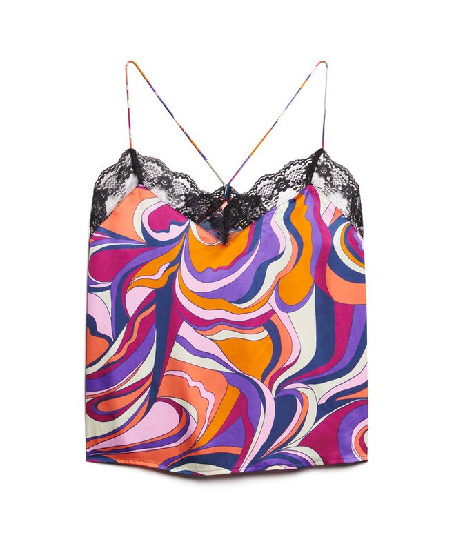 Lace Trim Satin Cami Top