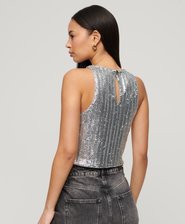 Ärmelloses Racer-Oberteil mit Pailletten