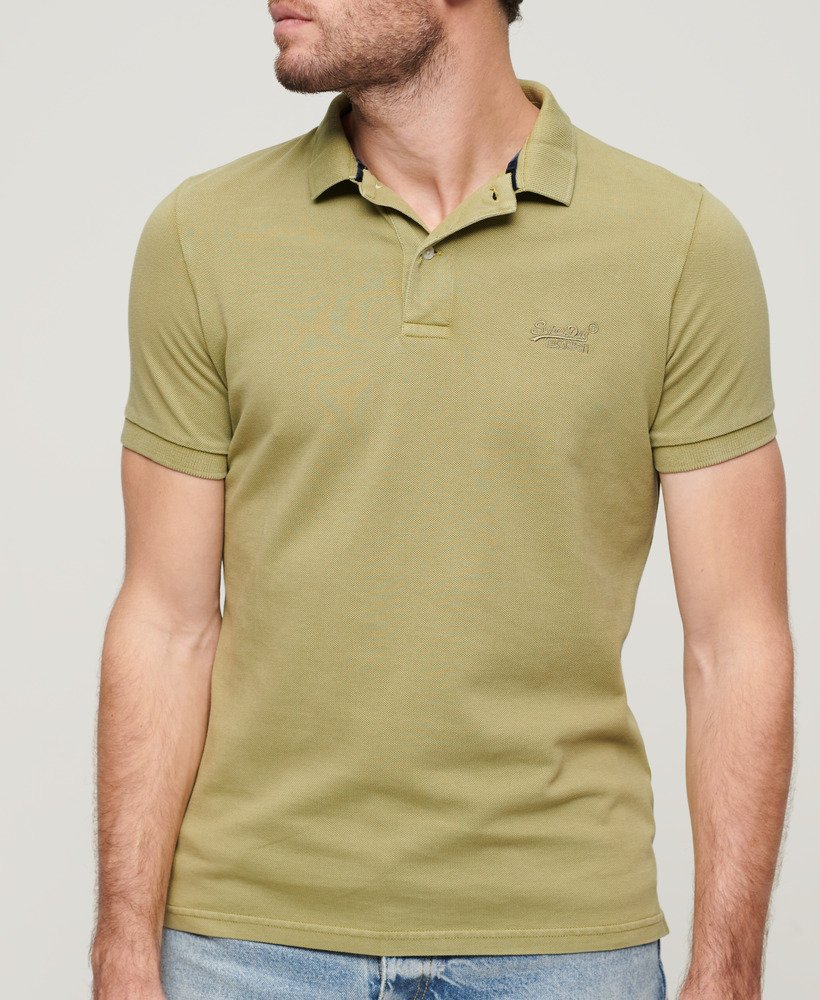 mens Destroyed Polo Shirt in Olive Khaki | Superdry US