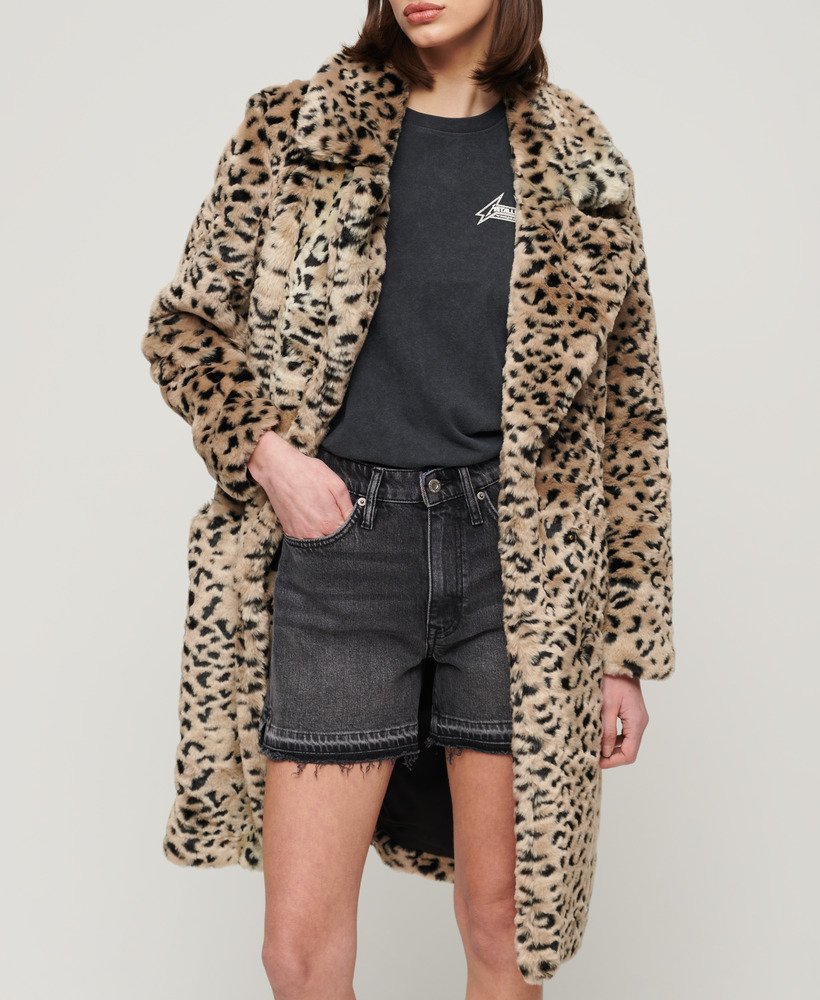 Cappotto lungo nero da donna in pelliccia sintetica Swish Jeans