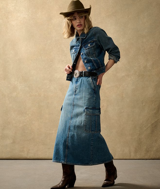 Denim Cargo Pocket Midi Skirt (2) 5 out of 5 stars, 2 reviews More Colours Available Price £32.49 Price reduced from £64.99 to You Save 50%