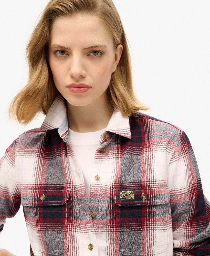 womens Lumberjack Check Flannel Shirt in Red/Ivory Check | Superdry US