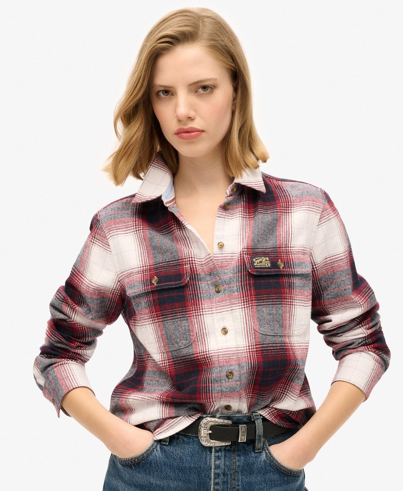 womens Lumberjack Check Flannel Shirt in Red/Ivory Check | Superdry US