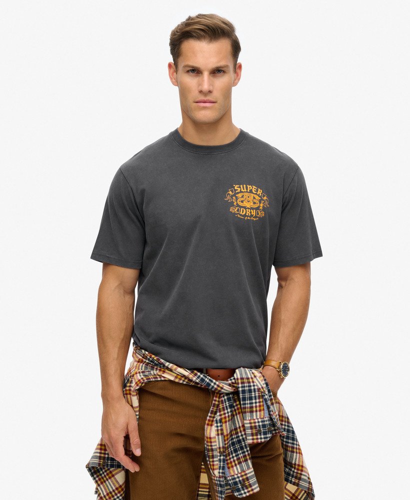 Superdry ロゴ バイカー ロック グラフィック 半袖 Tシャツ 茶 upload9223368955666508004.jpg?