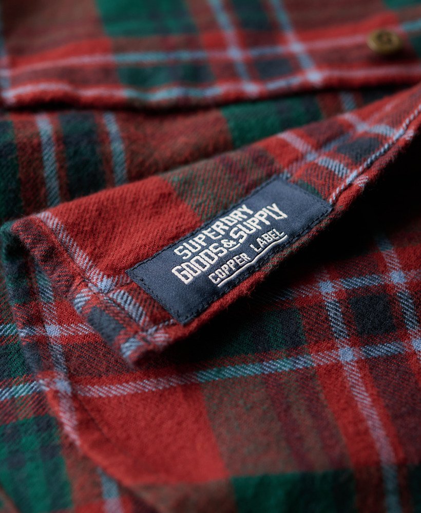 mens Long Sleeve Cotton Lumberjack Shirt in Buckshot Check