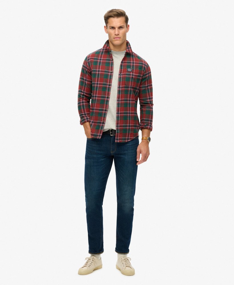 mens Long Sleeve Cotton Lumberjack Shirt in Buckshot Check