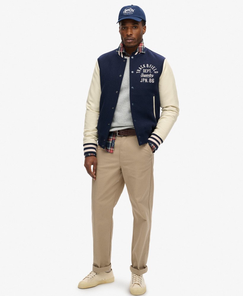 Bomberka Varsity ze ściegiem łańcuszkowym Dział męski w granatowy