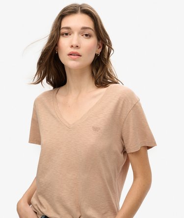 Slub Embroidered V-Neck T-Shirt Image 3