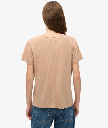 Slub Embroidered V-Neck T-Shirt Image 2