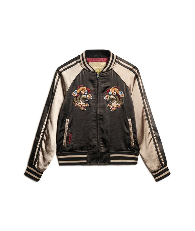 womens Sukajan Embroidered Bomber Jacket in Black Superdry UK