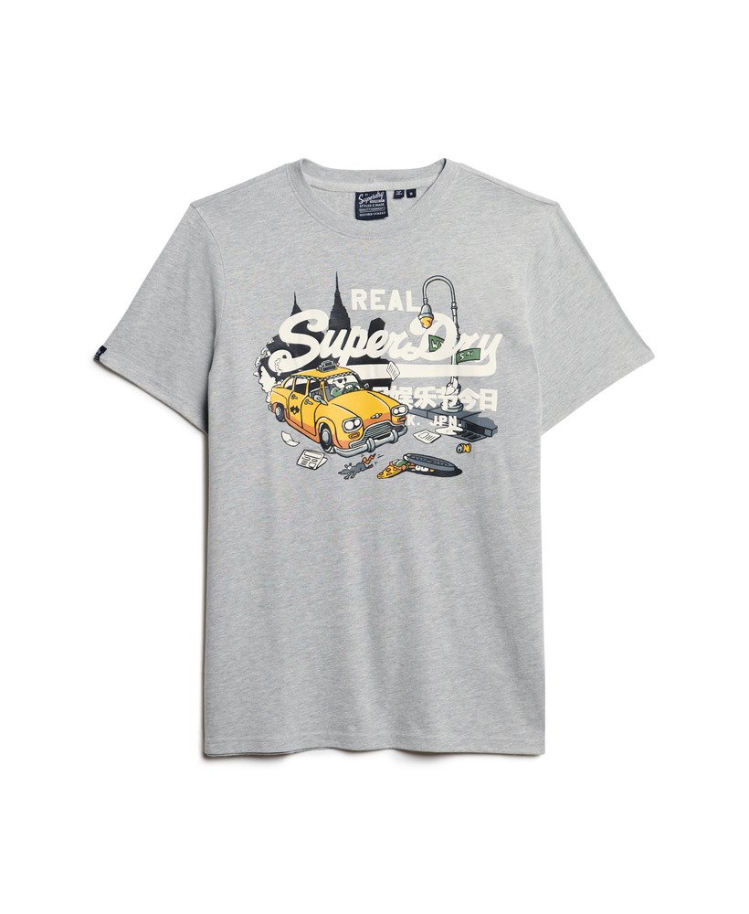 mens New York Vintage Logo Graphic T-Shirt in GREY MARL