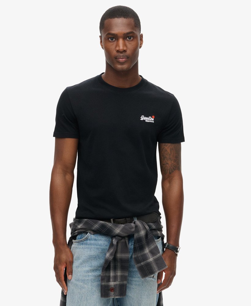 Superdry★エッセンシャル ロゴ刺繍Tシャツ 送関込 mens Essential Embroidered T-Shirt in Black | Superdry US