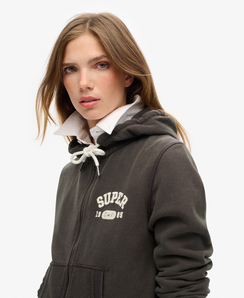 womens Athletic Essentials Relaxed Crop Zip-hoodie in BISON
