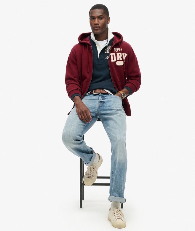 Vintage Print Loose Sport Hoodie