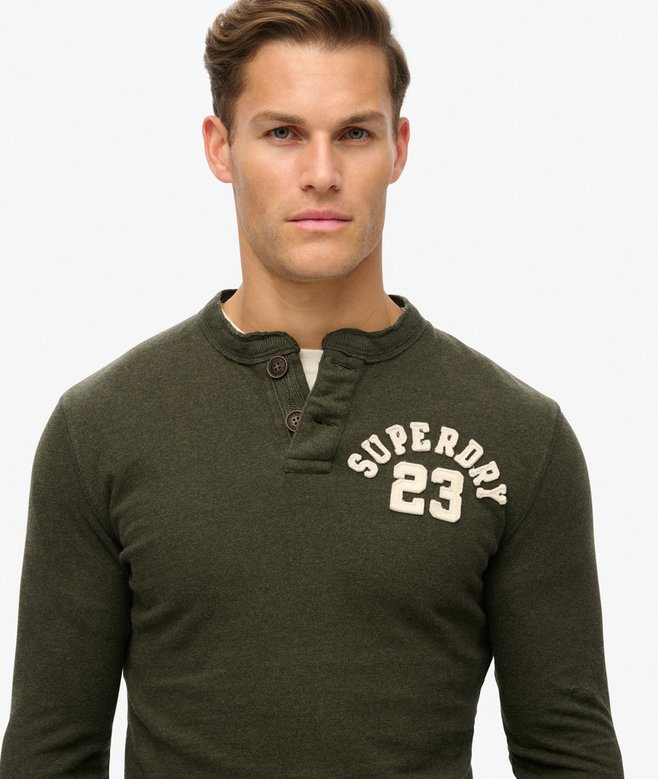 Vintage Athletic Long Sleeve Henley Top