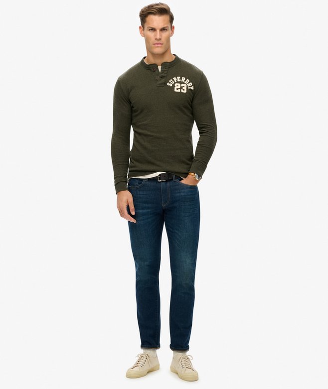 Vintage Athletic Long Sleeve Henley Top