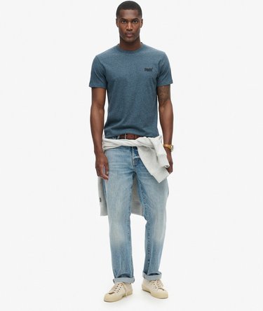 Superdry Essential Logo EMB T-Shirt Uomo - Blu Bright Blue Grit - Cotone Organico 100% - Taglia XL